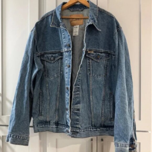 Levi's Signature Denim Trucker Jacket Mens XL Button Front Blue Jean Coat - Picture 1 of 6